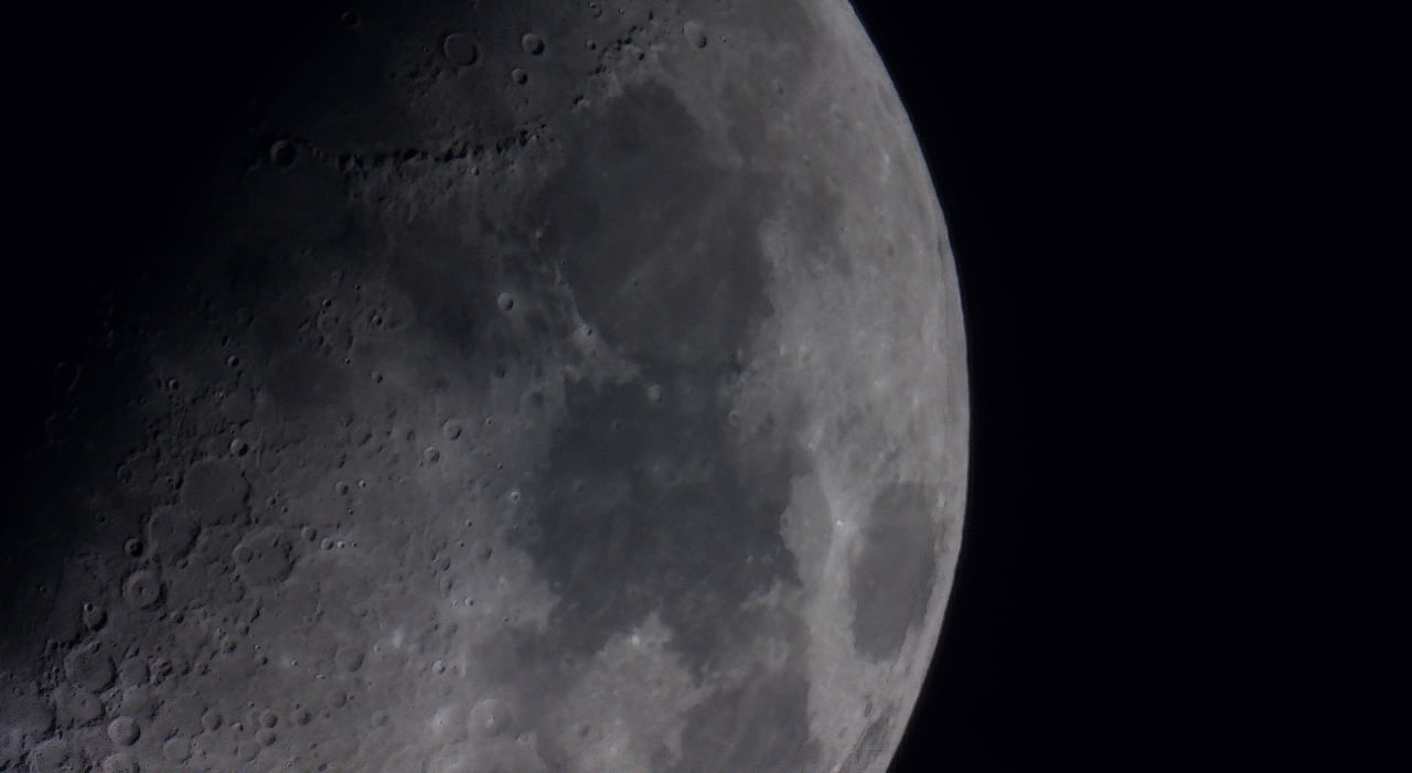 The Moon photographed through an amateur telescope